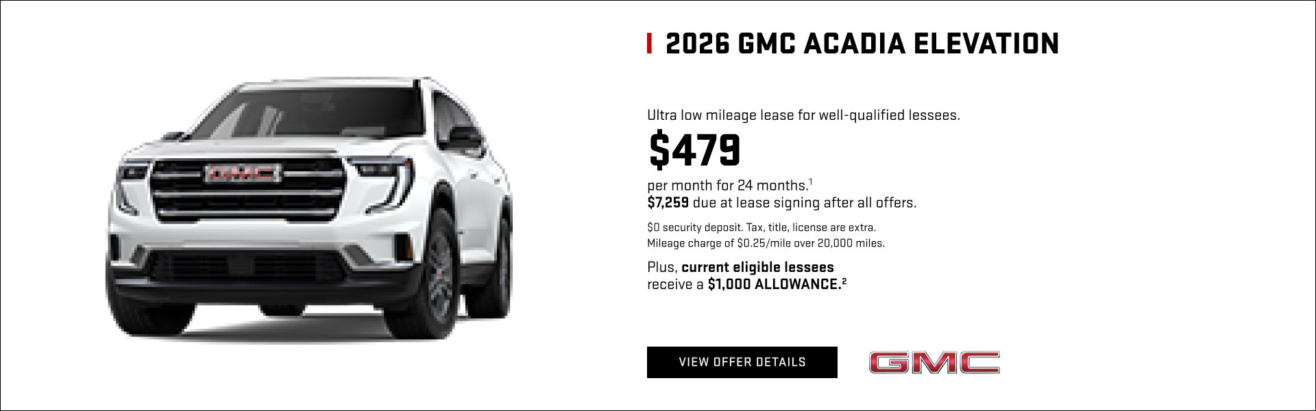 Ultra low mileage lease for well-qualified lessees.

$479 per month for 24 months.1 

$7,259 due ...